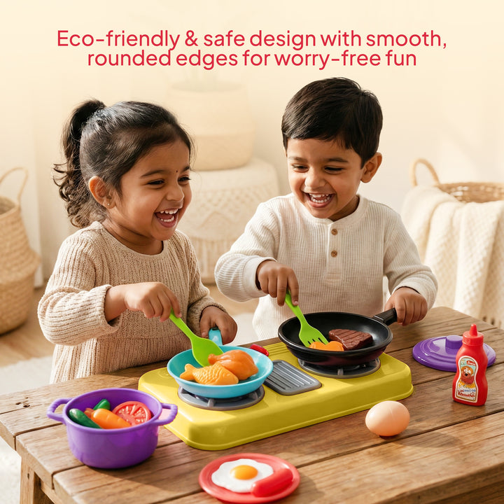 FLYI Kids Kitchen Play Set with Pan & Accessories