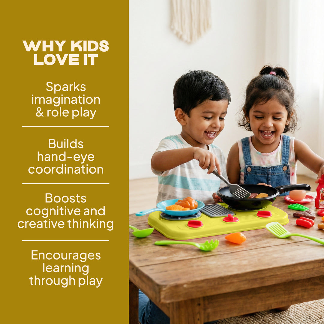 FLYI Kids Kitchen Play Set with Pan & Accessories