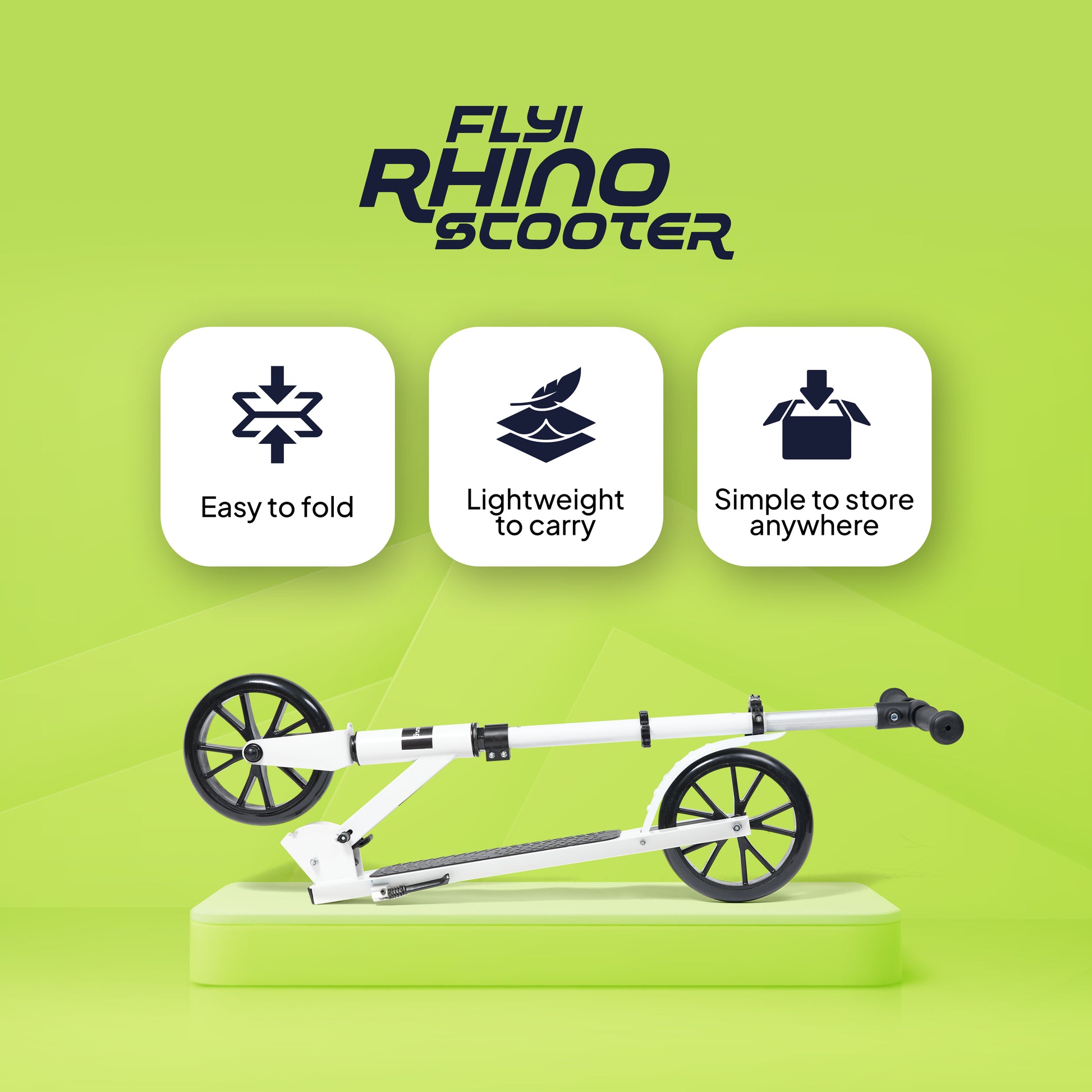 Rhino 2 Wheel Scooter | Foldable | Height Adjustment | Scooter for Kids 5+years