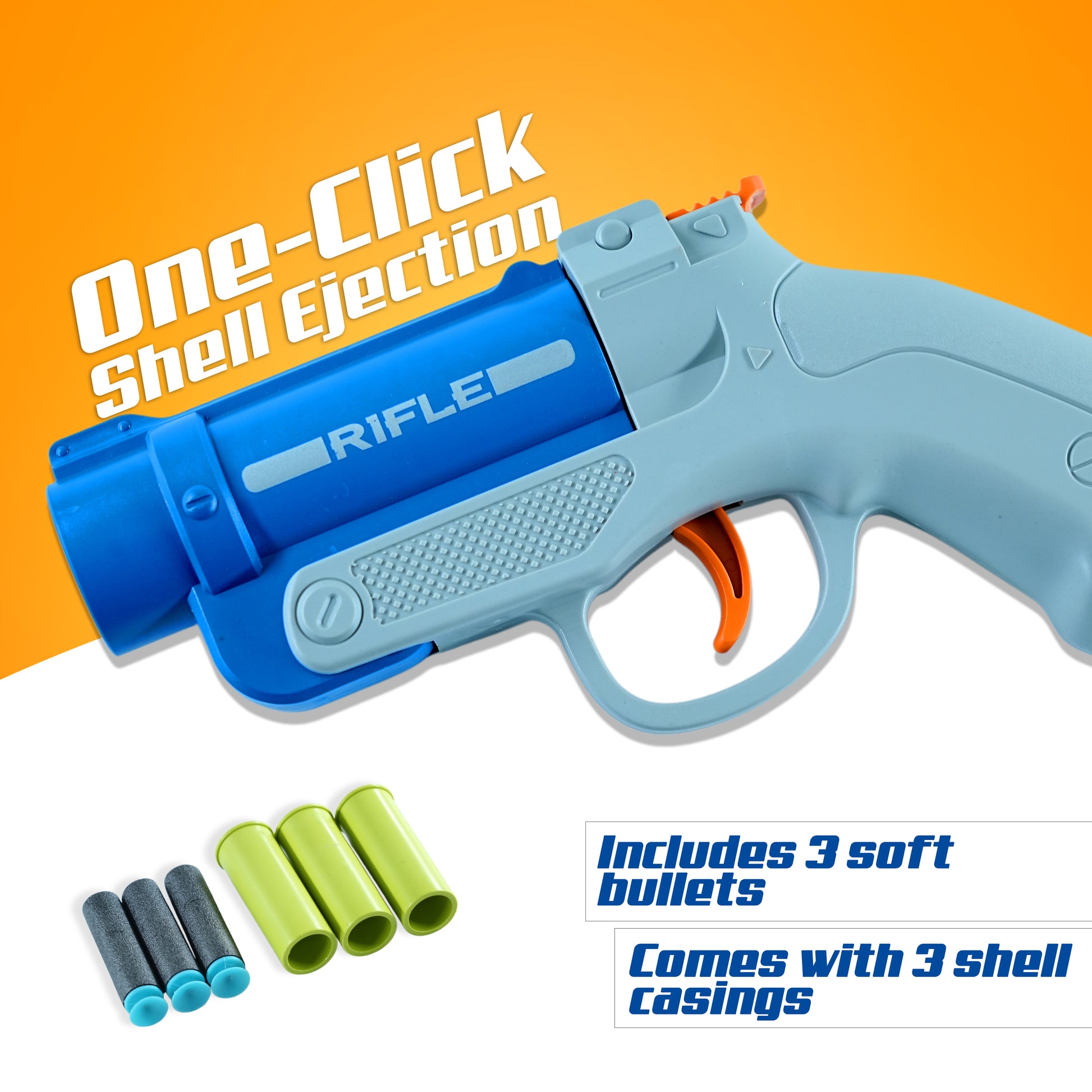 FLYI Pioneer Rifle Bullet Gun Toy for Kids, Soft Foam Bullet Blaster with 3 Safe Darts | Fun Shooting Game Toy for Boys & Girls | Lightweight Plastic Gun Toy