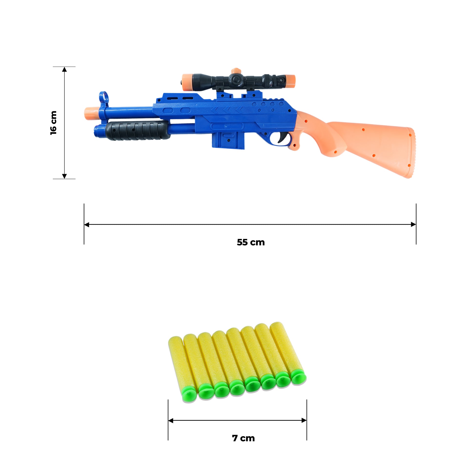 FLYI Short Air Bullet Gun with Scope - Rifle with Soft Foam Darts