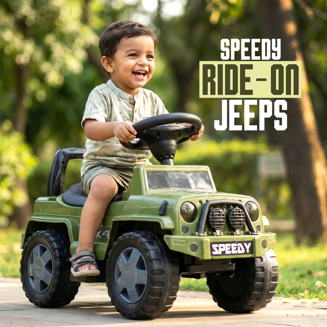 Toddler outdoor ride-on jeep for active play