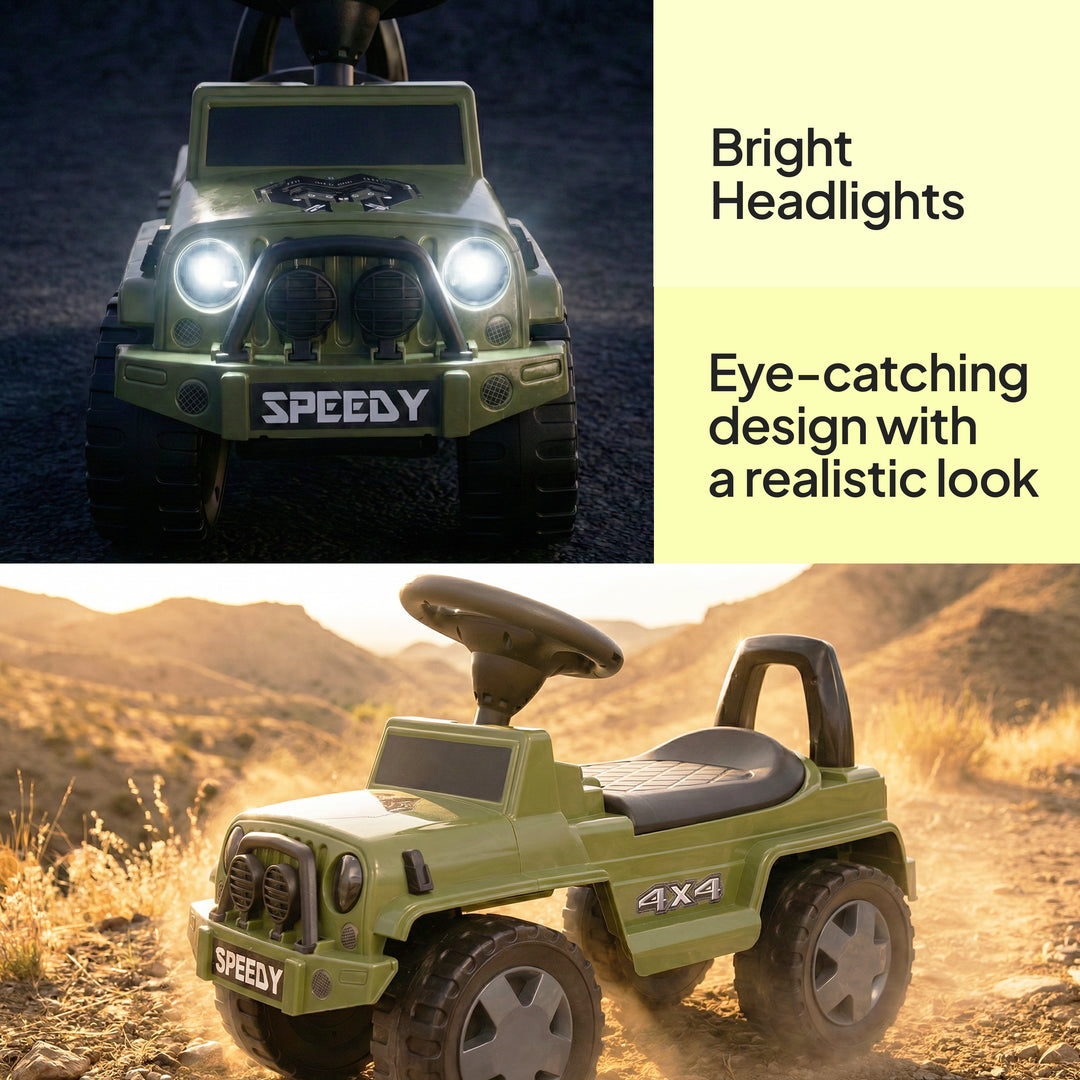 Green Speedy Jeep toddler ride-on jeep