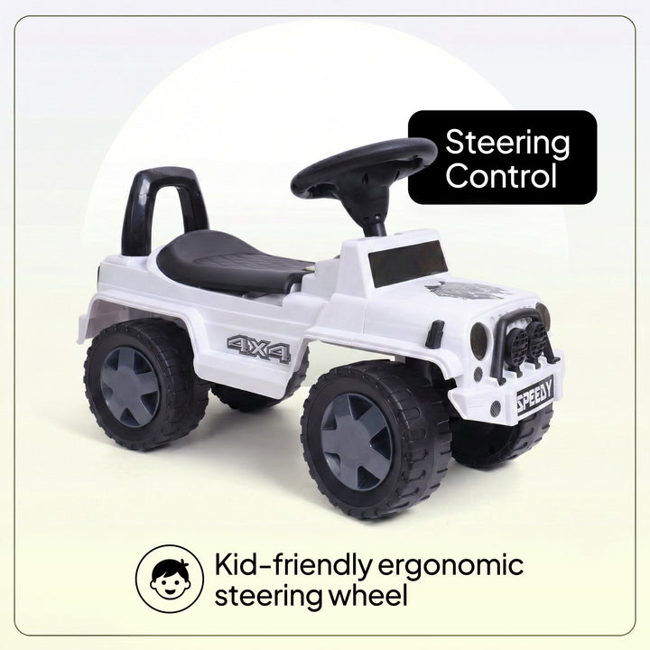 White Speedy Jeep toddler push ride jeep