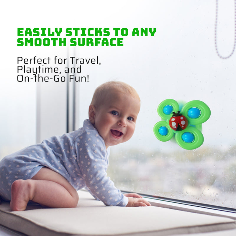 Suction Cup Spinner Bath Toy Set - Fun & Engaging Sensory Toy for Babies (Set of 3)
