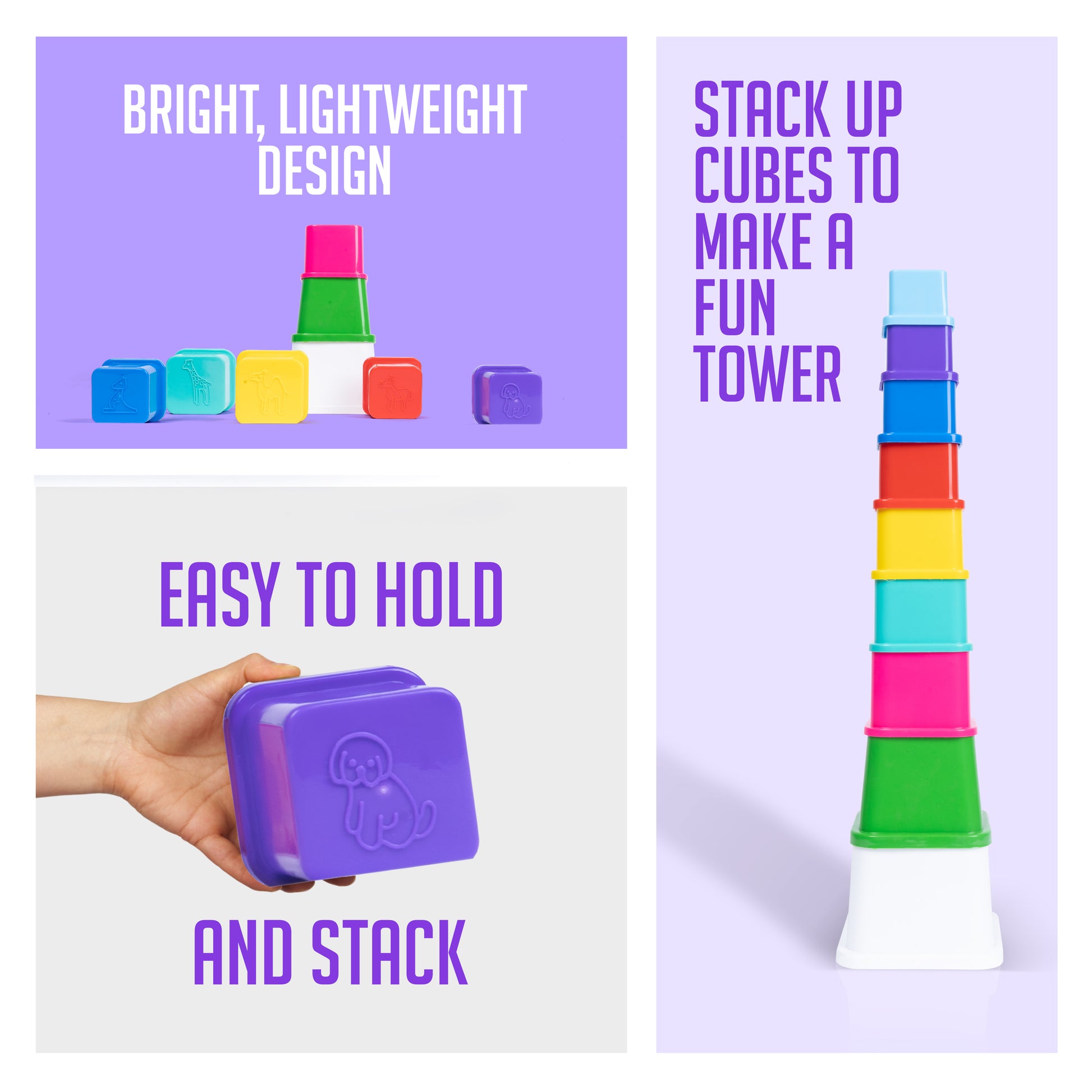 Montessori Stacking Cups for Toddlers & Babies – 9-Piece Colorful Set | Shape, Number & Color Recognition | Educational Toys