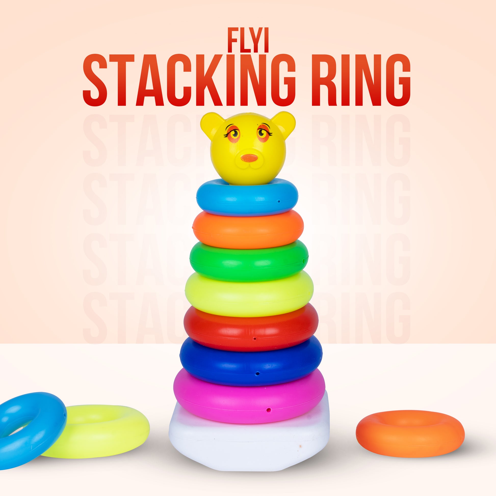 Teddy Bear Jumbo Stacking Rings Toy – 9 Colorful Rings for Toddlers | Educational & Motor Skill Development Toy