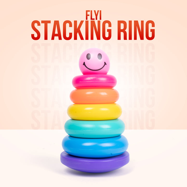 FLYI - Smiley Stacking Rings Toy With 5 Colorful Rings Motor Skill Development (3+ Years)
