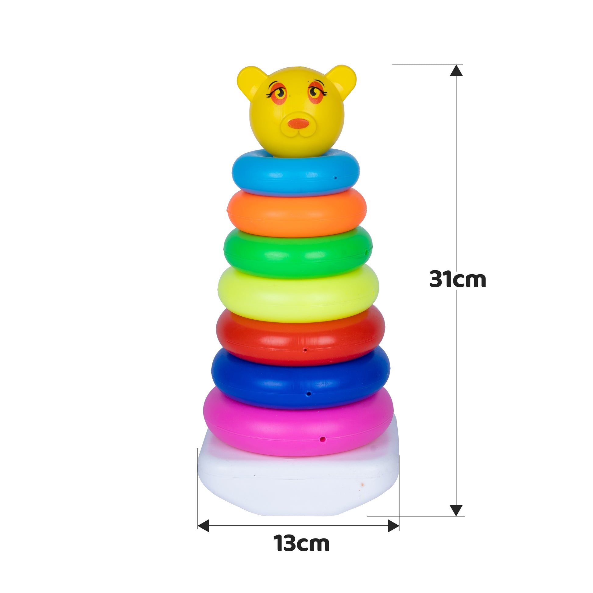 Teddy Bear Jumbo Stacking Rings Toy – 9 Colorful Rings for Toddlers | Educational & Motor Skill Development Toy