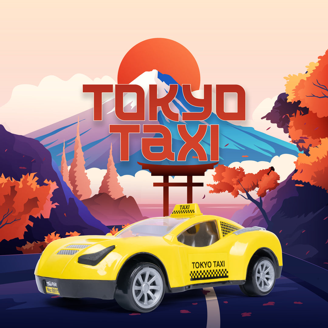 Tokyo Taxi – Friction-Powered Sporty Yellow Cab Toy