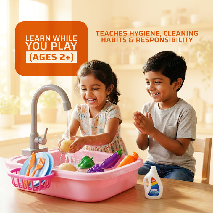 FLYI Kids Kitchen Sink Playset – Pretend Wash & Play Toy(3+ Years)