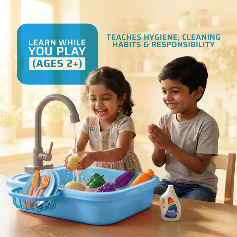 FLYI Kids Kitchen Sink Playset – Pretend Wash & Play Toy(3+ Years)