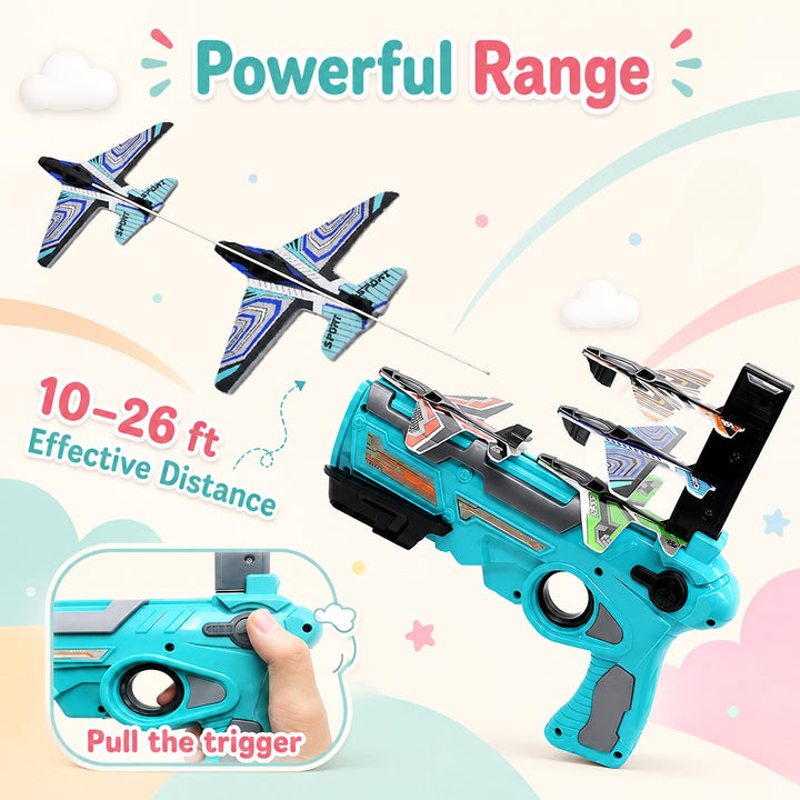 FLYI air fighter gun with foam aircraft launcher an activity toys, available online.