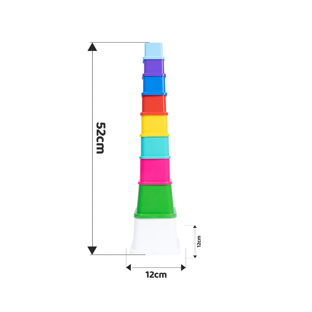 FLYI montessori stacking cups for kids suitable for kids aged 4 to 5+.

