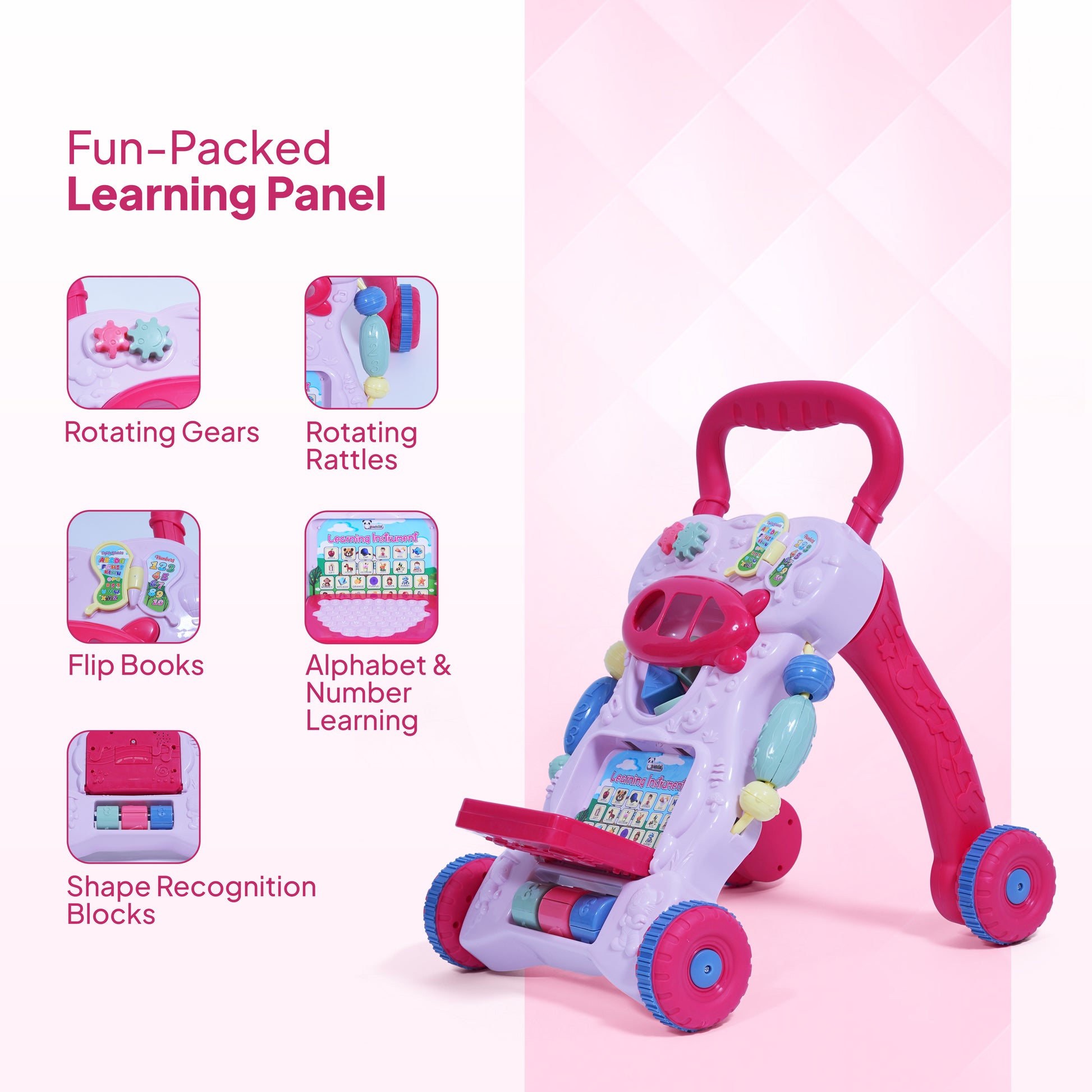 Educational busy board walker for babies