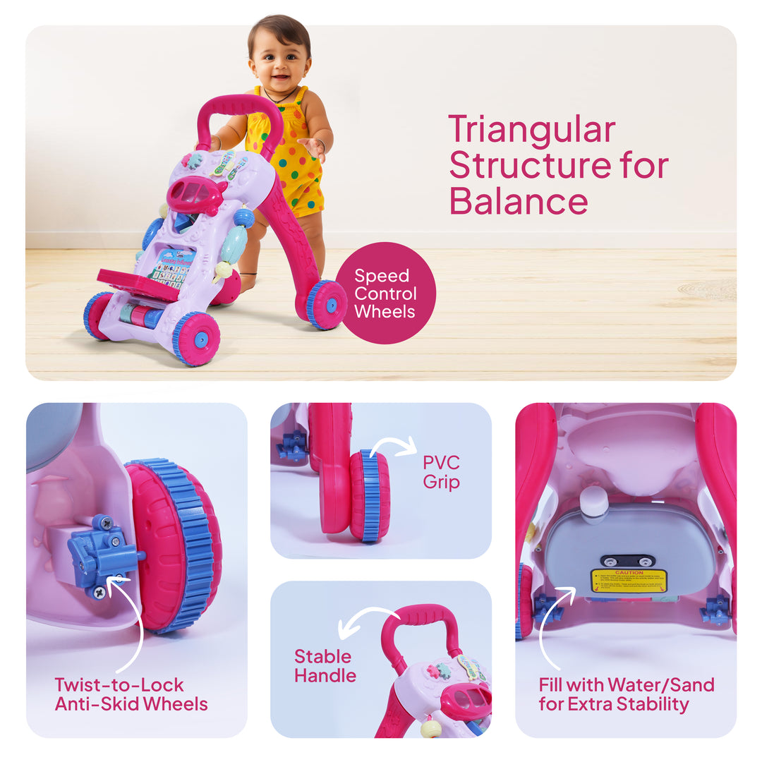 Baby standing walker with developmental toys