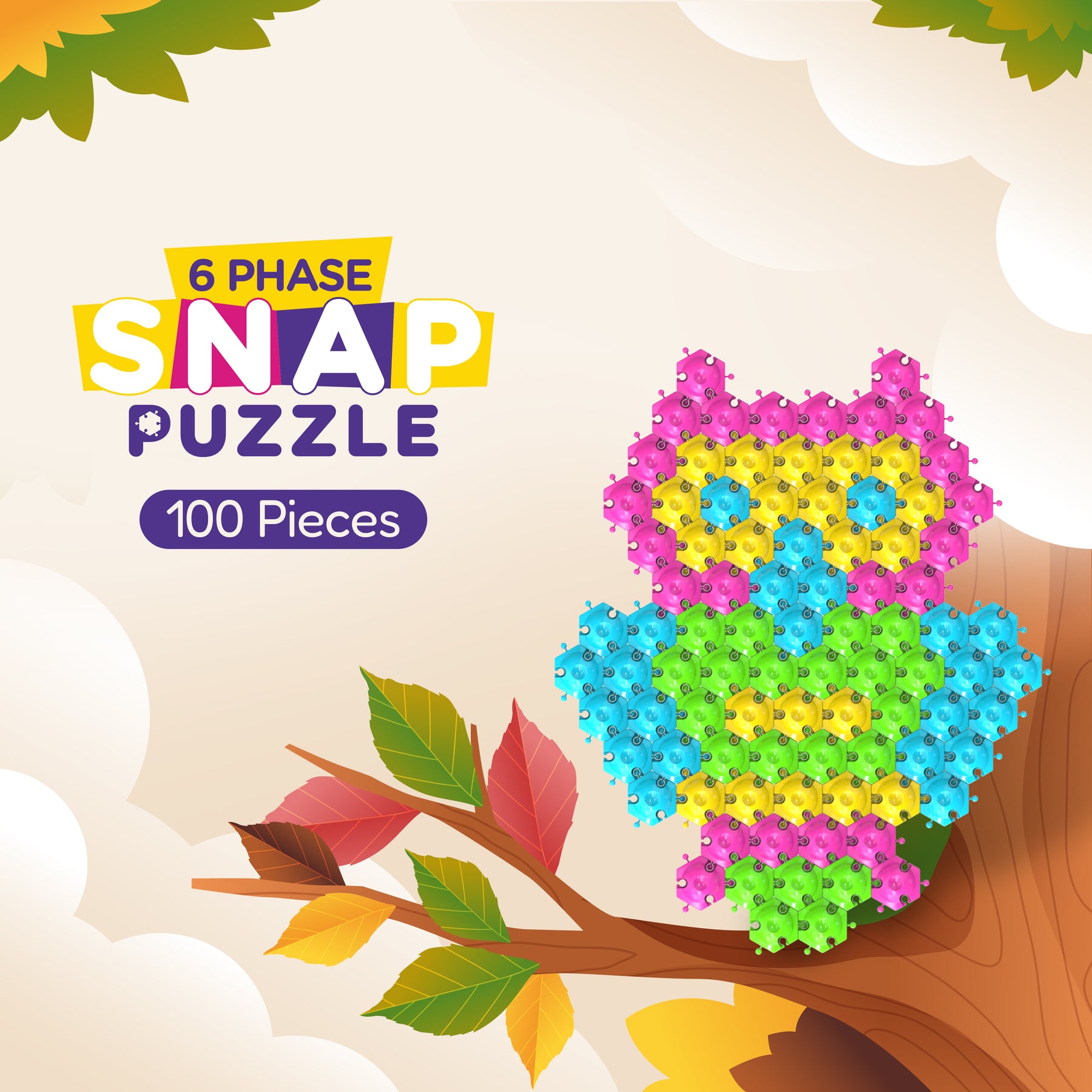 100-Piece Hexie Puzzle Blocks – STEM Montessori Toy for Kids 3+