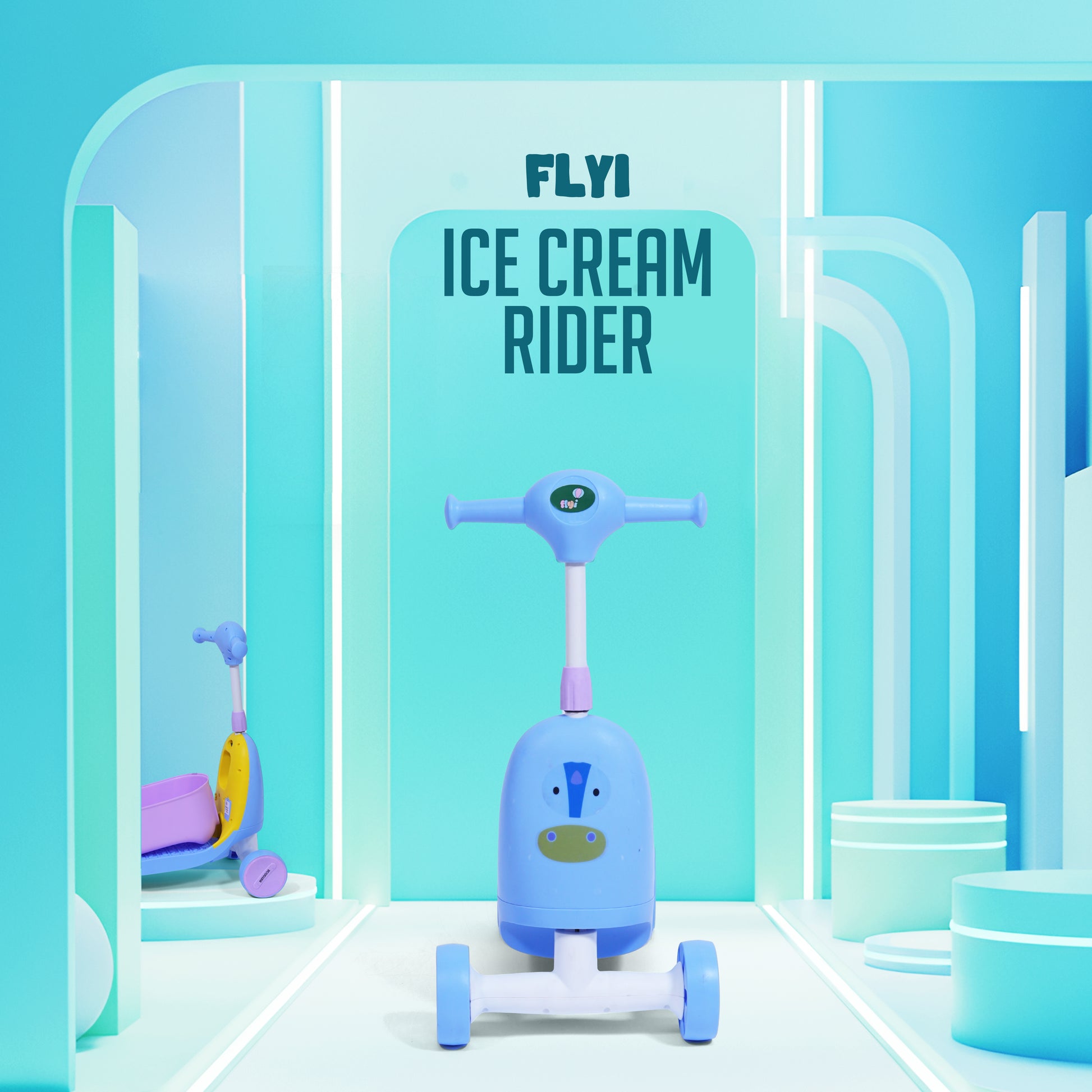 Convertible kids scooter and ride-on for indoor play