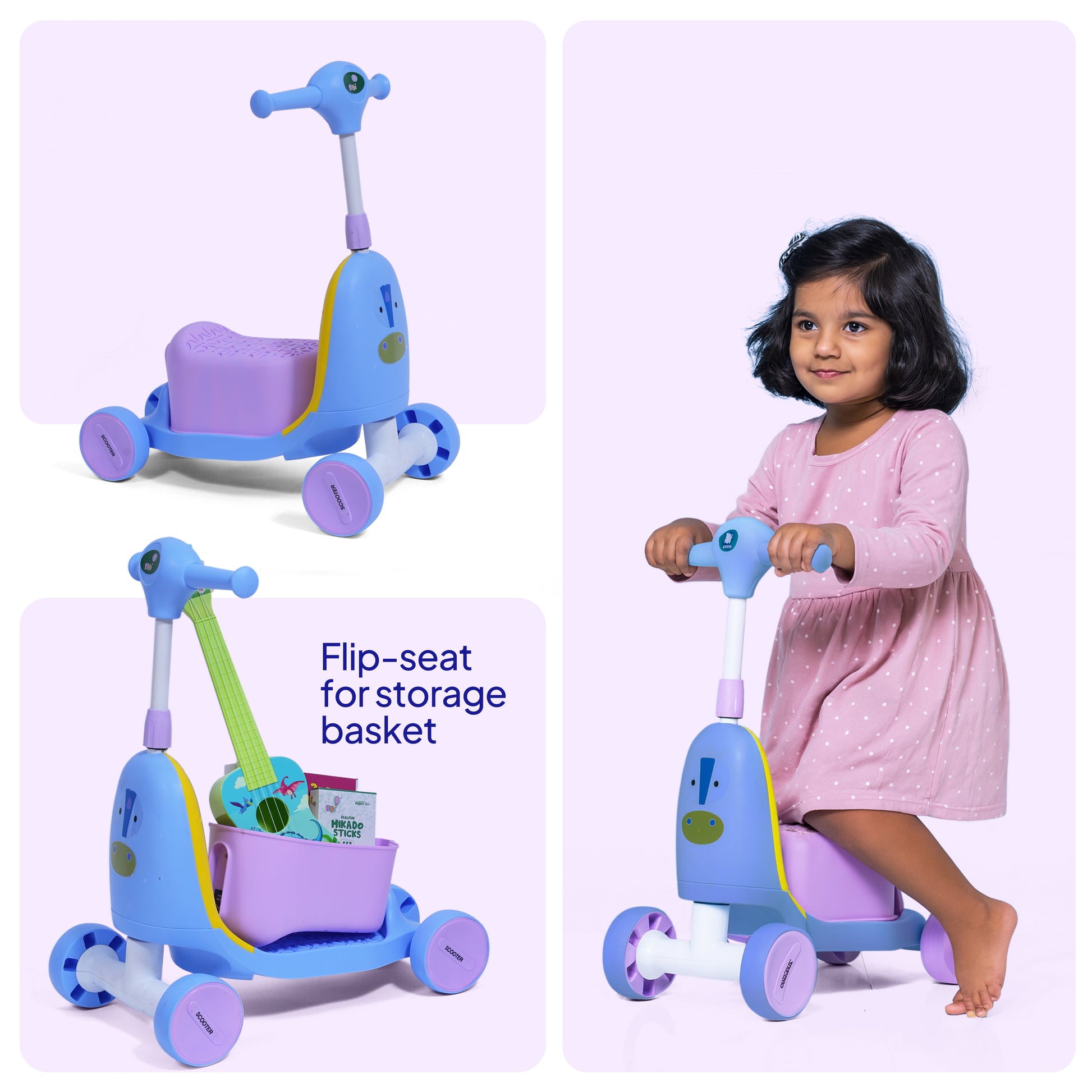 Cute ride-on scooter for kids with colorful design
