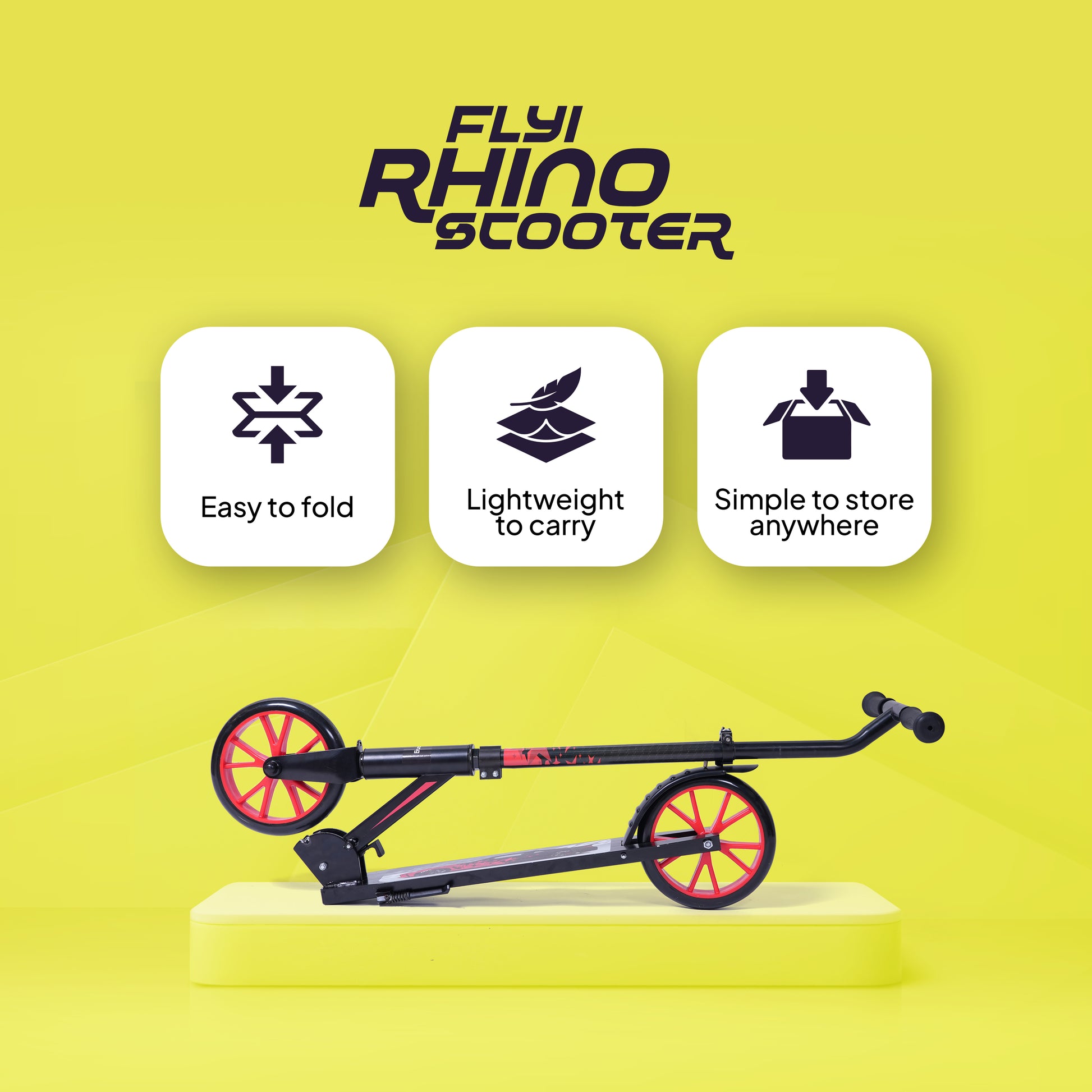 Rhino 2 Wheel Scooter | Foldable | Height Adjustment | Scooter for Kids 5+years