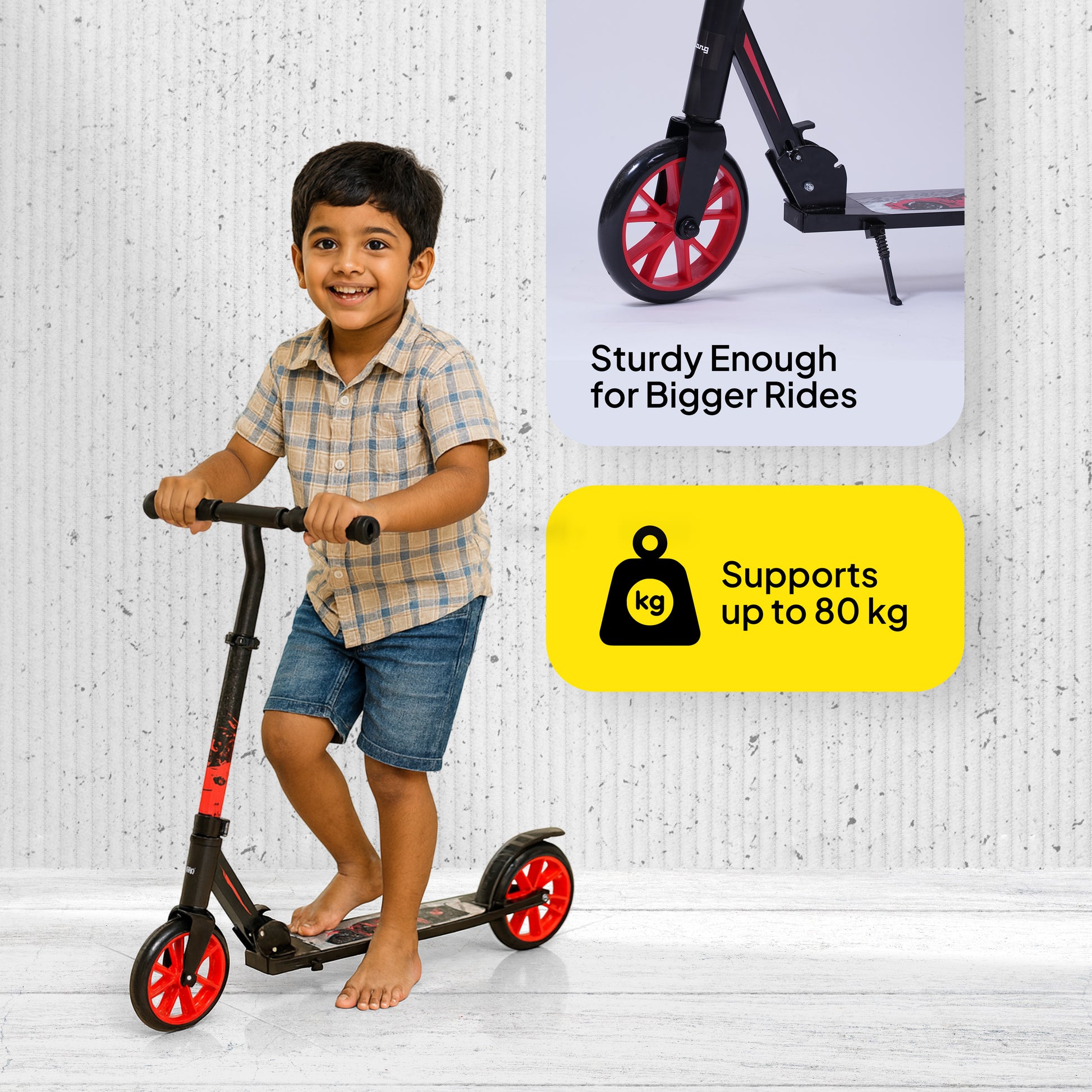 Rhino 2 Wheel Scooter | Foldable | Height Adjustment | Scooter for Kids 5+years