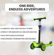 FLYI Kids Scooter (Green) - Multi-Level Height Adjustment, Wide Brakes, Lightweight.