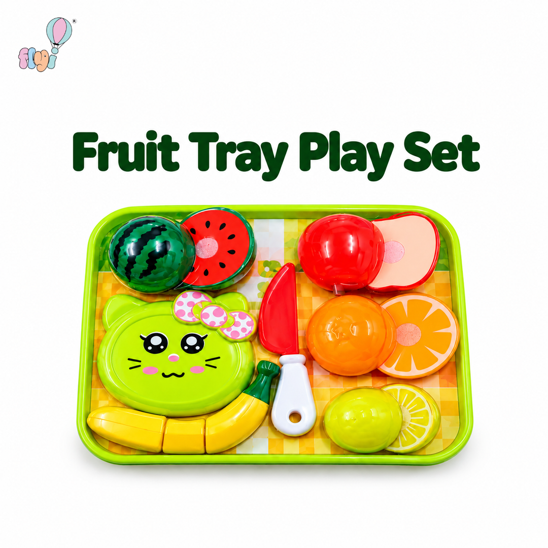 Fruit Cutting Toy Set for Kids with Tray