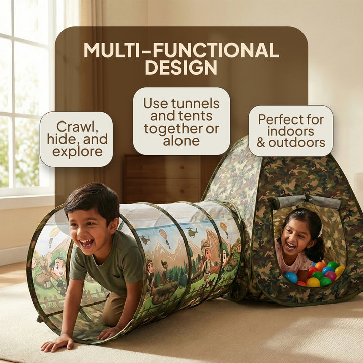 Flyi Rainbow Tunnel Tent Set – Ball Pool, Crawling Tunnel & Kids Playhouse