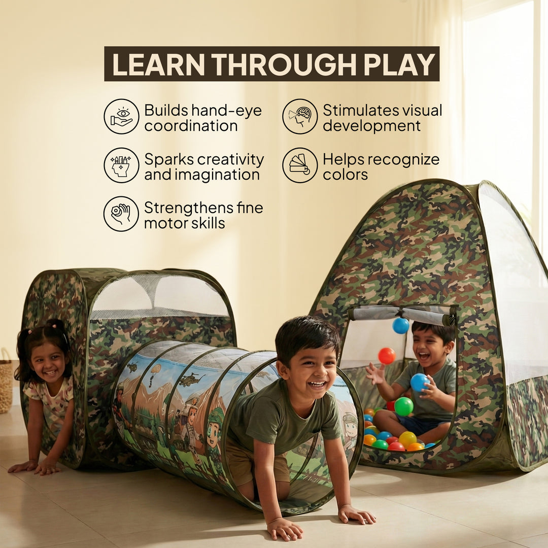 Flyi Rainbow Tunnel Tent Set – Ball Pool, Crawling Tunnel & Kids Playhouse