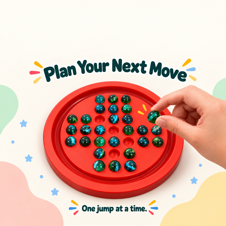 Brain Vita Marble Solitaire Board Game (Green) | FLYI