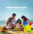 FLYI sand toy set with bucket, rake, and spade for kids