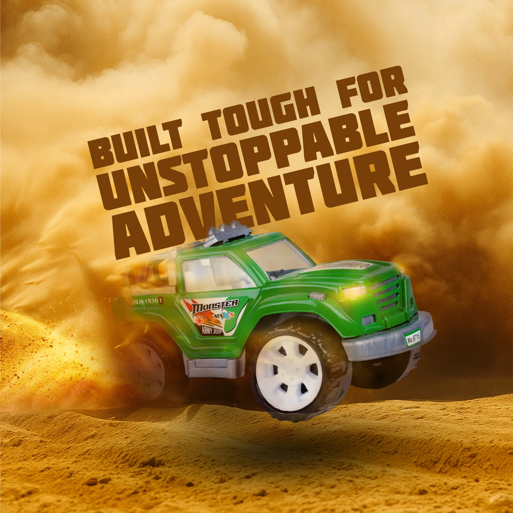 Durable battery-free monster jeep toy with big wheels