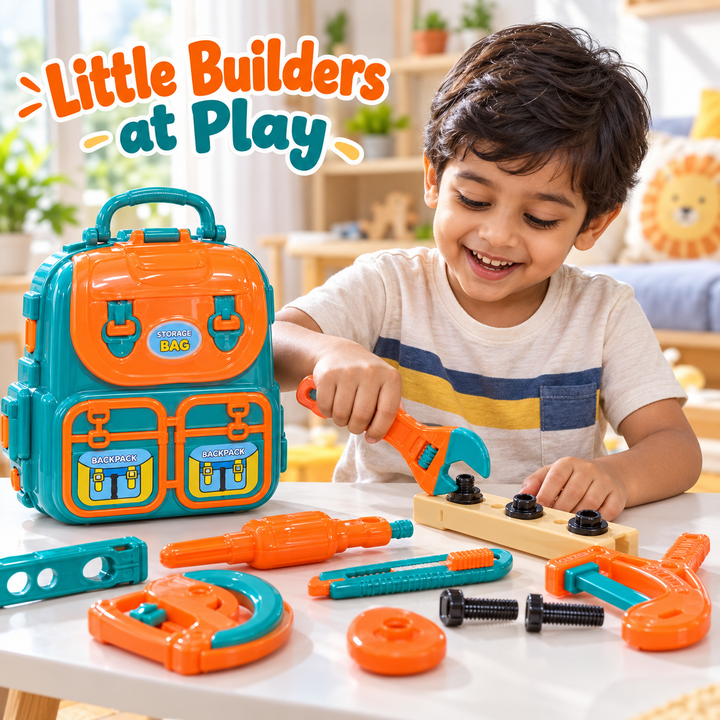 Building Worker Tool Set for Kids with Storage Backpack