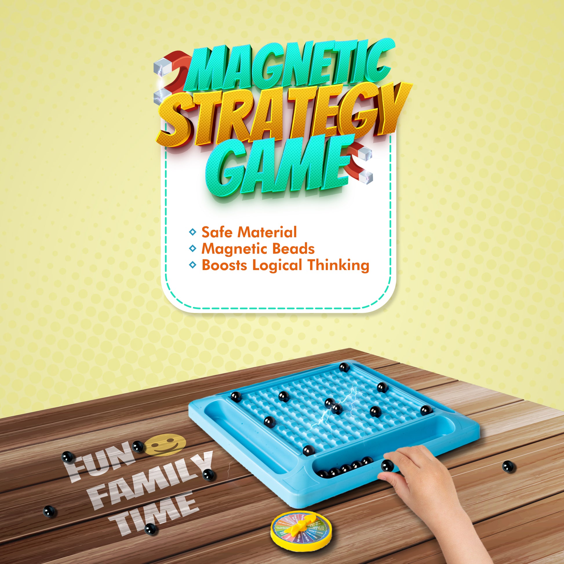 Magnetic Chess Board Game with 20 Magnet Coins – Portable Strategy Game for Kids & Adults