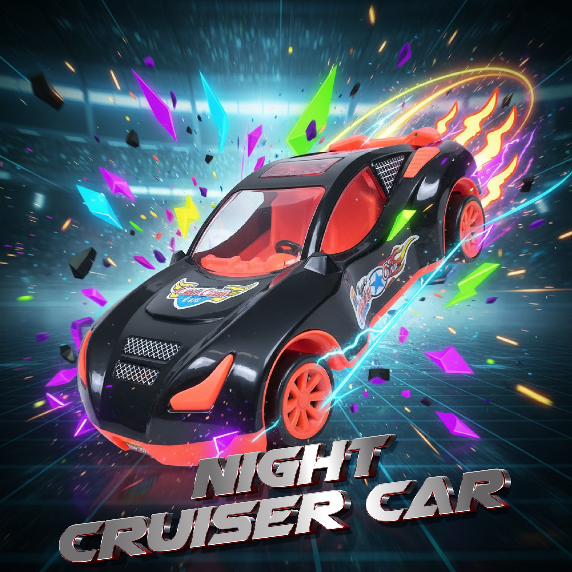 FLYI Night Cruiser Push & Go Toy Car for Kids