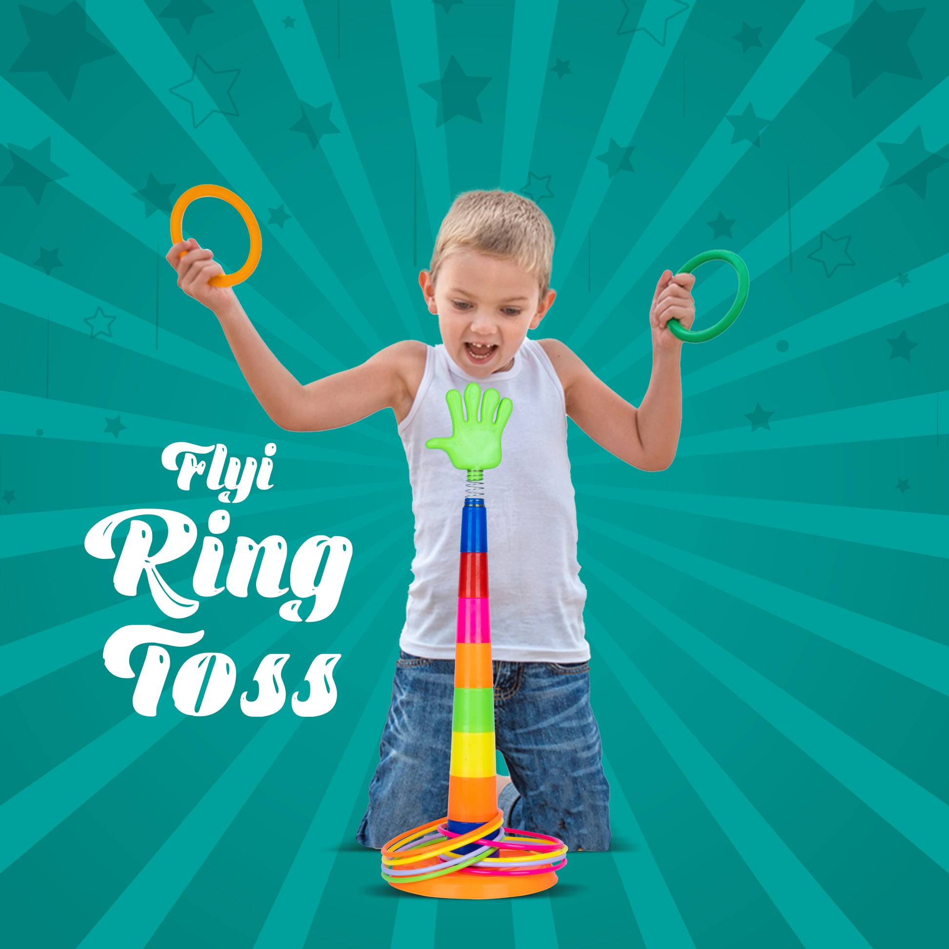 FLYI - Plastic Ring Toss Stacking Cup Game – Fun Activity Toy for Kids & Families