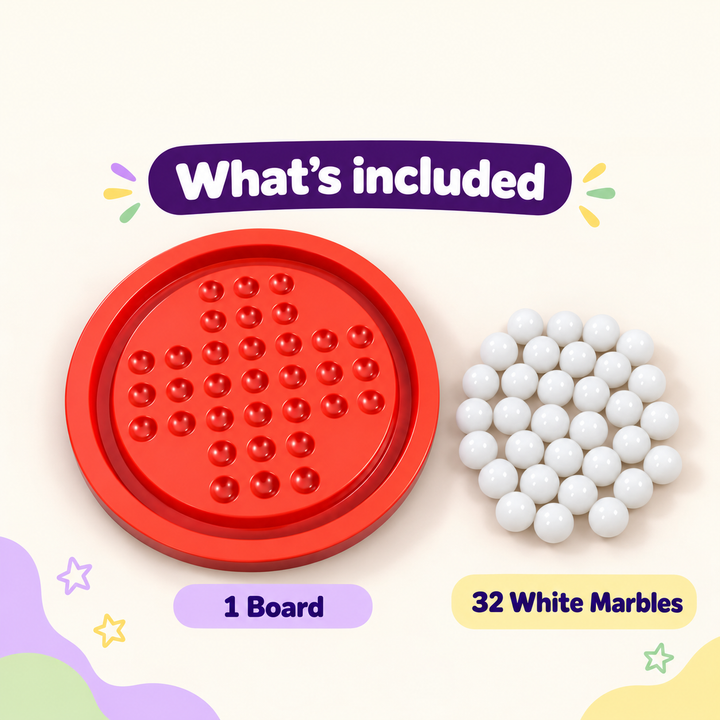Brain Vita Marble Solitaire Board Game (White) | FLYI