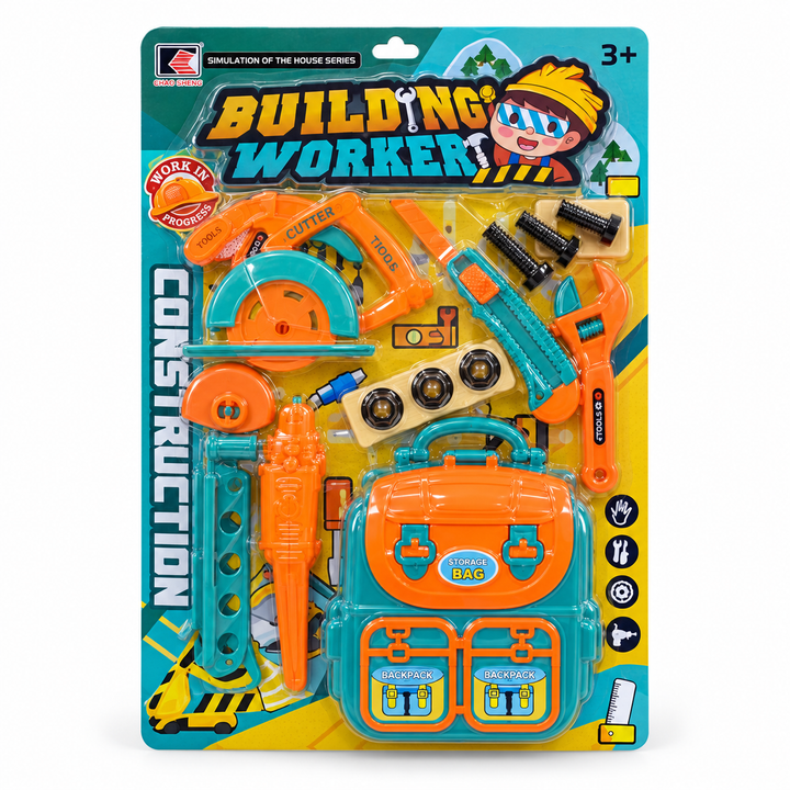 Building Worker Tool Set for Kids with Storage Backpack