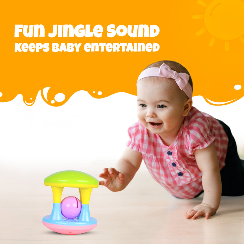 Baby rolling rattle toy for motor skills and early learning