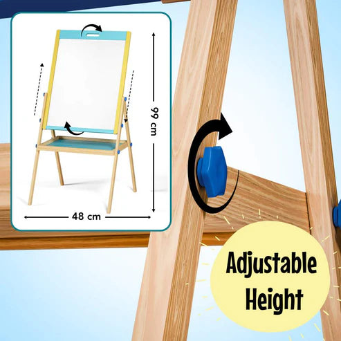 FLYI wooden white board with height adjustment.