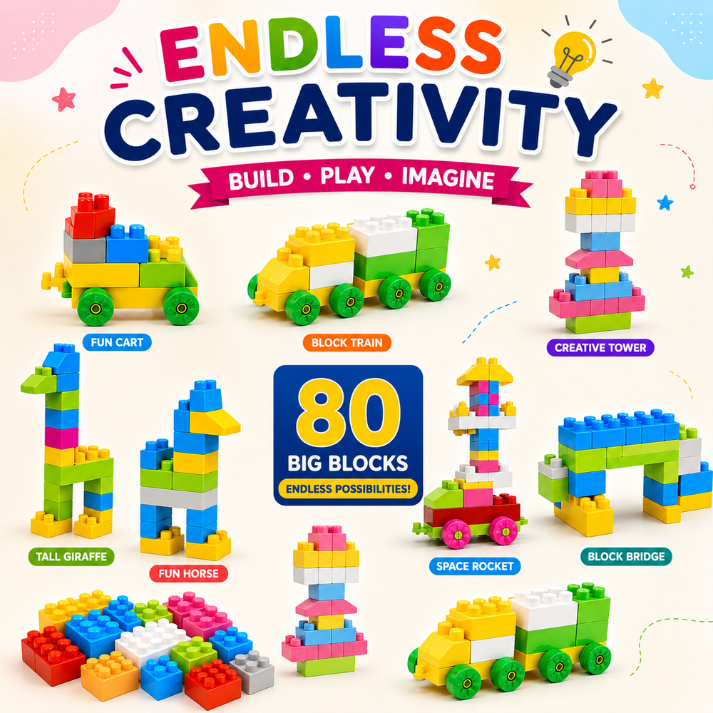 80-piece inter locking building blocks an activity toys from FLYI toys, Coimbatore.