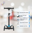 FLYI Kids Scooter (Black-Blue) - Multi-Level Height Adjustment, Wide Brakes, Lightweight.