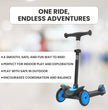 FLYI Kids Scooter (Black-Blue) - Multi-Level Height Adjustment, Wide Brakes, Lightweight.