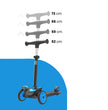 FLYI Kids Scooter (Black-Blue) - Multi-Level Height Adjustment, Wide Brakes, Lightweight.
