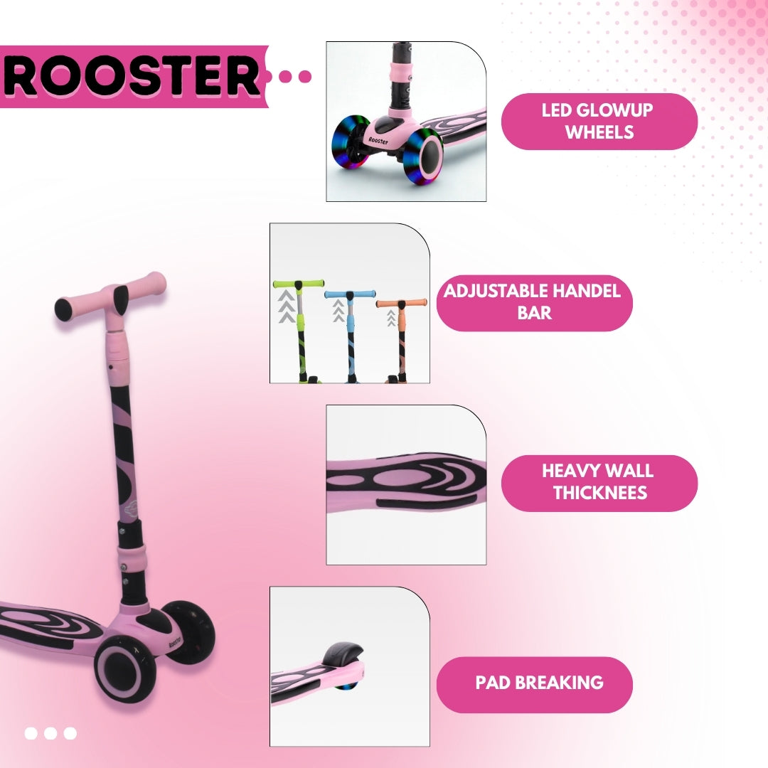 FLYI Rooster Kids 3-Wheel Scooter with LED Wheels