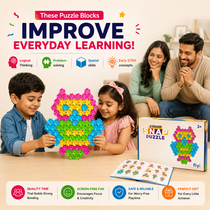 FLYI 6 Phase Hexie Snap Puzzle Blocks (3+ Years)